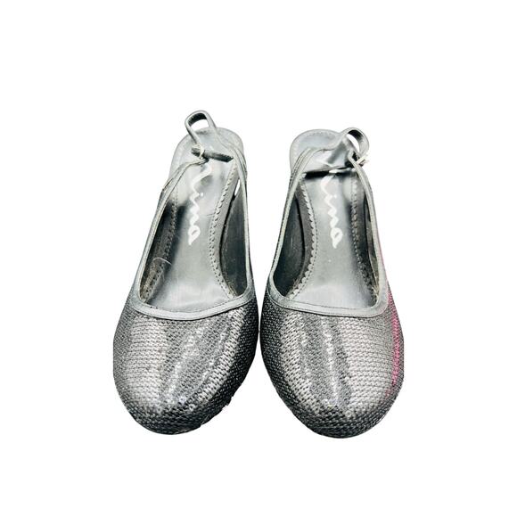 ✨ Nina Slingback Heels New Year sequin Mesh Black 9M Leather Sole Formal Shoe - Picture 2 of 7